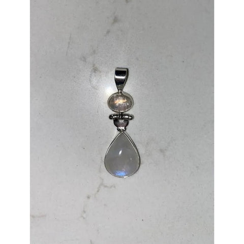 Natural Rainbow Moonstone - 925 SS Pendant